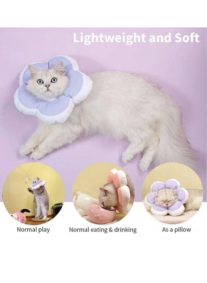 Oldzhan Cat Cone Collar Waterproof Soft Cone Collar Used for Post Surgery Protection of Cat Wounds Elizabeth Era Kitten Pet Stop Licking Cat Recovery Used for Cat Collar Puppy Cat Neck Cone Replacement Kitten Blue M Size (17-27cm) - Image 3