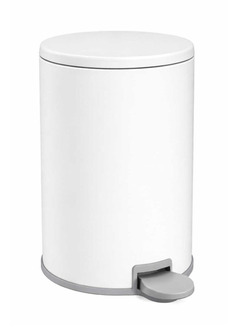 Primanova Stainless Steel Trash Bin 3 Liters Rust-Proof Foot Pedal Removable Inner Bucket for Bathroom Bedroom Office Ø20 × 26 cm (Matte White) - Image 1