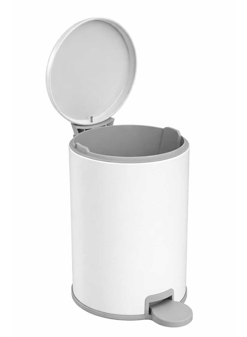 Primanova Stainless Steel Trash Bin 3 Liters Rust-Proof Foot Pedal Removable Inner Bucket for Bathroom Bedroom Office Ø20 × 26 cm (Matte White) - Image 2