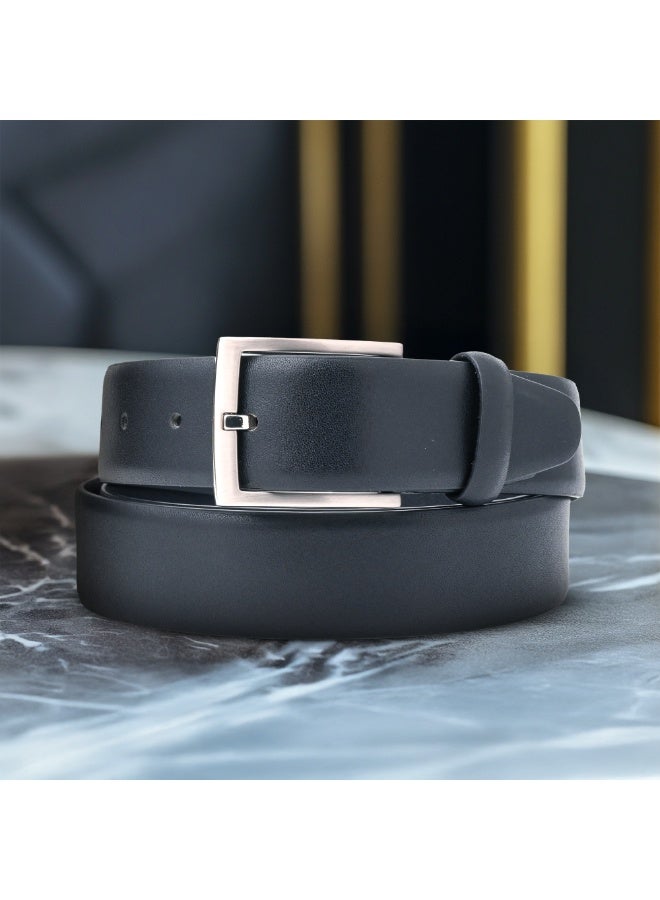 Mont Hawk Men's Genuine Italian Leather Belt – Black Premium Dress & Casual Belt with Taiwan Alloy Steel Buckle, 35mm Formal Business Waist Belt for Men - Image 2