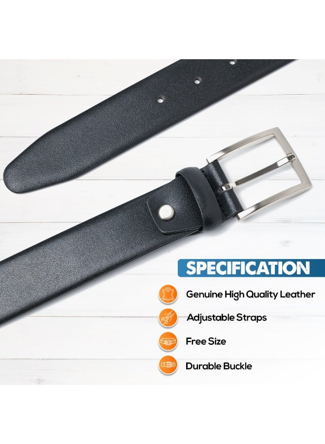 Mont Hawk Men's Genuine Italian Leather Belt – Black Premium Dress & Casual Belt with Taiwan Alloy Steel Buckle, 35mm Formal Business Waist Belt for Men - Image 3