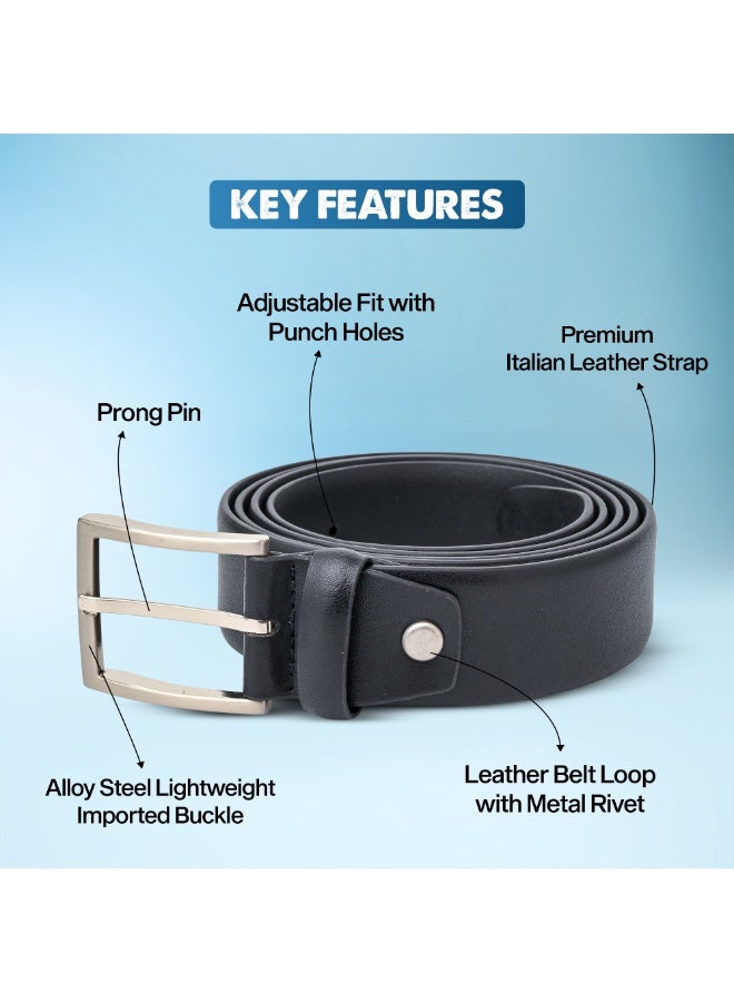 Mont Hawk Men's Genuine Italian Leather Belt – Black Premium Dress & Casual Belt with Taiwan Alloy Steel Buckle, 35mm Formal Business Waist Belt for Men - Image 5