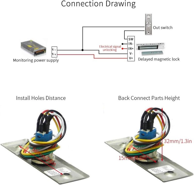 كلاراكو طلب الخروج، زر تحرير الخروج، مفتاح هزاز مربع، مفتاح تحرير الخروج الكهربائي، مفتاح تحرير الخروج من الفولاذ المقاوم للصدأ - Image 4