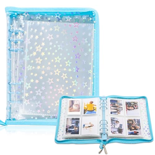 Tugle Kpop Photocard Binder Holder with 30 Pack 4-Pocket Inner Pages, A5 6 Ring Cover Album Book with Zipper for Organizing Trading Card (Blue) - Image 1