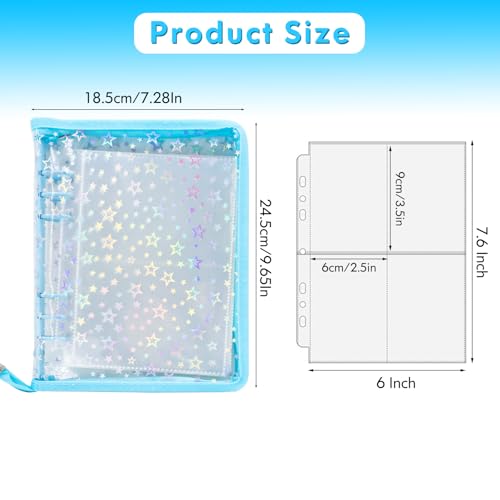 Tugle Kpop Photocard Binder Holder with 30 Pack 4-Pocket Inner Pages, A5 6 Ring Cover Album Book with Zipper for Organizing Trading Card (Blue) - Image 4