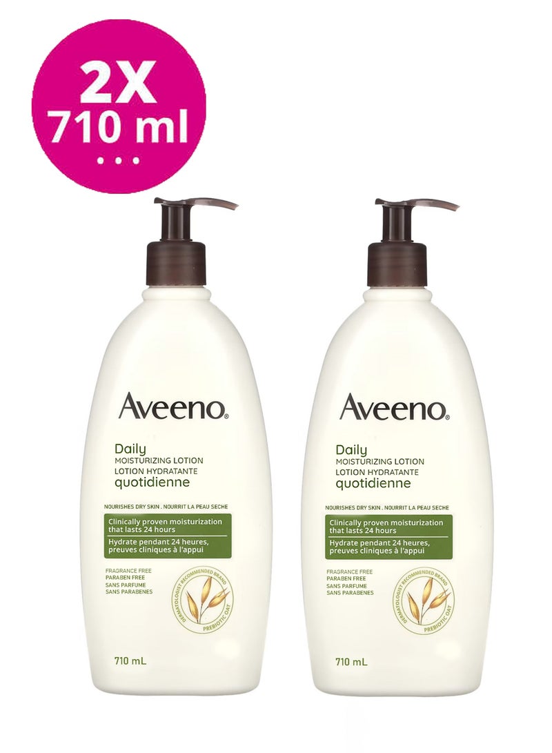 Aveeno Active Naturals Daily Moisturizing Body and Face Lotion 2x710 ml - Image 1