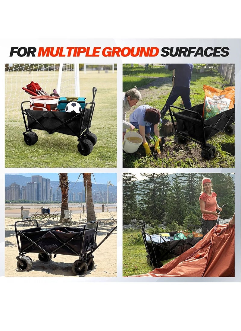 SUNRISE - Folding Wagon Foldable Camping Cart Heavy Duty Utility Beach Wagon Cart Large Capacity Foldable Grocery Wagon for Garden Outdoor  Sports Camping Picnic - Image 1