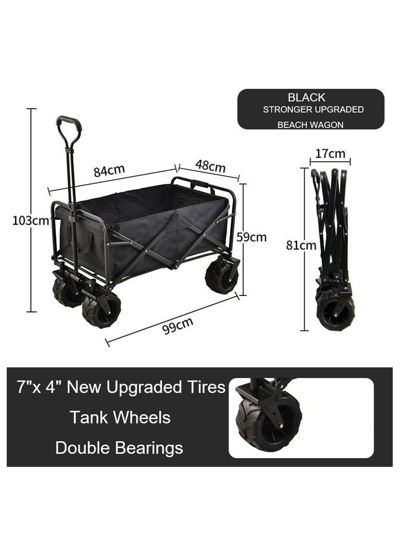 SUNRISE - Folding Wagon Foldable Camping Cart Heavy Duty Utility Beach Wagon Cart Large Capacity Foldable Grocery Wagon for Garden Outdoor  Sports Camping Picnic - Image 1