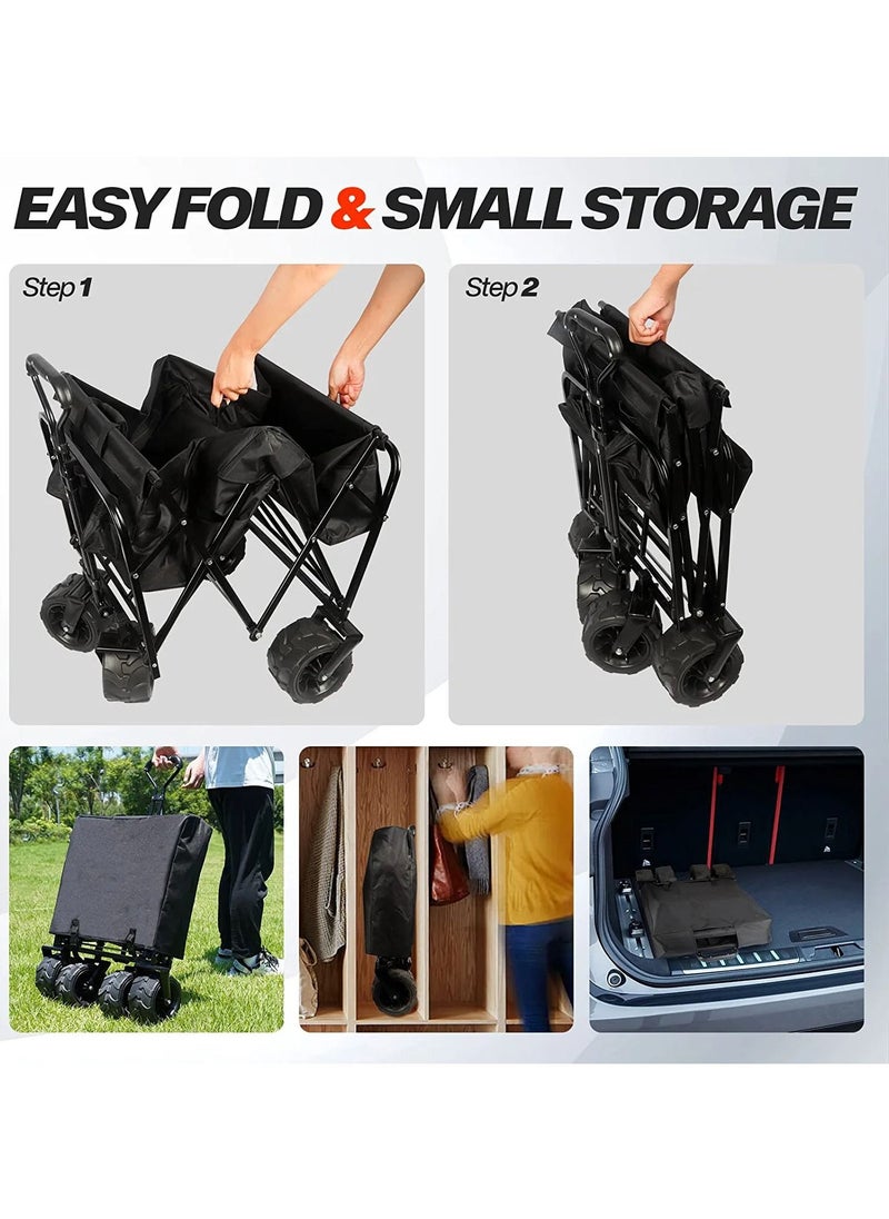SUNRISE - Folding Wagon Foldable Camping Cart Heavy Duty Utility Beach Wagon Cart Large Capacity Foldable Grocery Wagon for Garden Outdoor  Sports Camping Picnic - Image 1