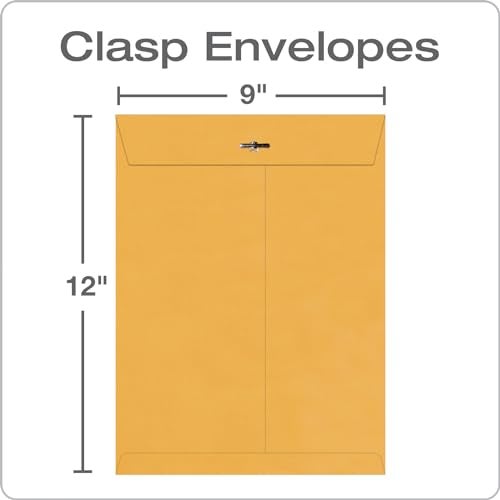 Quality Park 9 x 12 Clasp Envelopes, Clasp and Gummed Closures for Storing or Mailing, Extra Heavy-Duty 32 lb Kraft Paper, 100 per Box (QUA37790) - Image 2