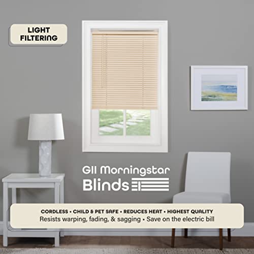 Achim Cordless Light Filtering Mini Blind 34 Inch Width 48 Inch Length 1 Slat Size Alabaster Cordless GII Morningstar Horizontal Windows Blinds for Interior by Achim Home Decor - Image 3