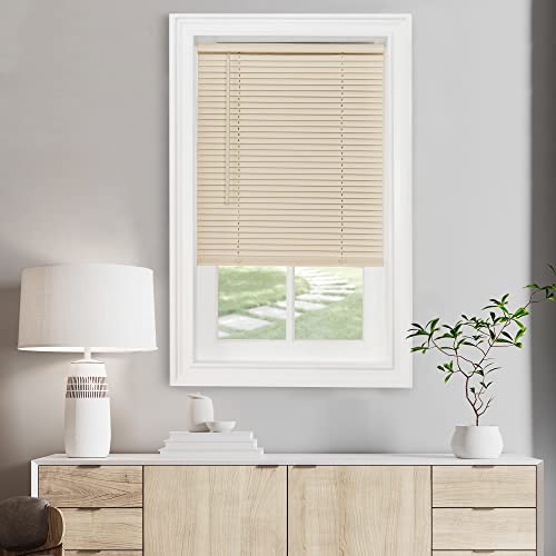Achim Cordless Light Filtering Mini Blind 34 Inch Width 48 Inch Length 1 Slat Size Alabaster Cordless GII Morningstar Horizontal Windows Blinds for Interior by Achim Home Decor - Image 1