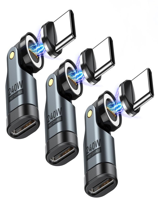 VAFOTON USB C Magnetic Adapter PD 240W(3Pack), 9PIN USB C 90 Degree Adapter/C Right Angle Adapter/180 Degree C Connector/C to C Adapters for 1Phone 16/15, Ma-Book Pro/1Pad Series, Samsung Galaxy Series - Image 1