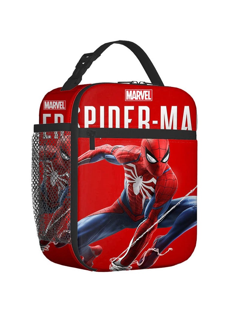 General Spider-Man printed student meal bags, children's insulated handbags, boys and girls picnic ice packs 