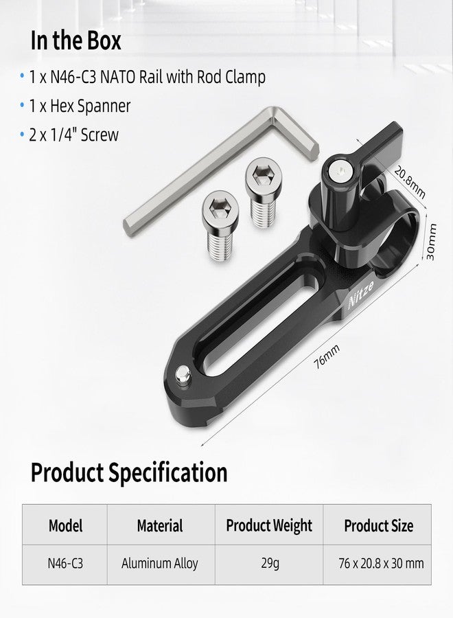 نيتز سكة ناتو من نيتز مع مشبك قضيب واحد 15 مم (76 مم/3 بوصات) - N46-C3 - Image 5
