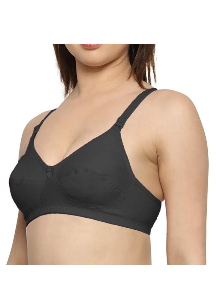 Love Bell - Love Bell Women's Everyday Bra - Double-Layered, High Coverage, All-Day Comfort Bra (BLACK) - Image 1