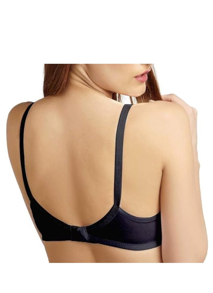 Love Bell - Love Bell Women's Everyday Bra - Double-Layered, High Coverage, All-Day Comfort Bra (BLACK) - Image 1