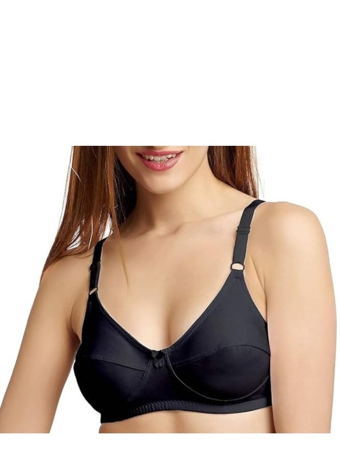 Love Bell - Love Bell Women's Everyday Bra - Double-Layered, High Coverage, All-Day Comfort Bra (BLACK) - Image 1