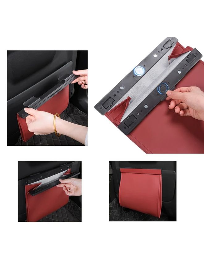Red Universal Car Seat Back Storage Bag with Garbage Holder for Vehicle - Image 3