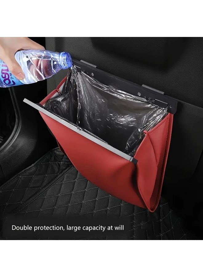 Red Universal Car Seat Back Storage Bag with Garbage Holder for Vehicle - Image 5