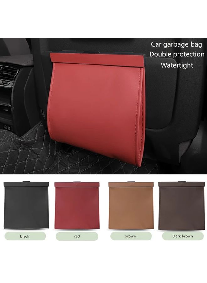 Red Universal Car Seat Back Storage Bag with Garbage Holder for Vehicle - Image 1