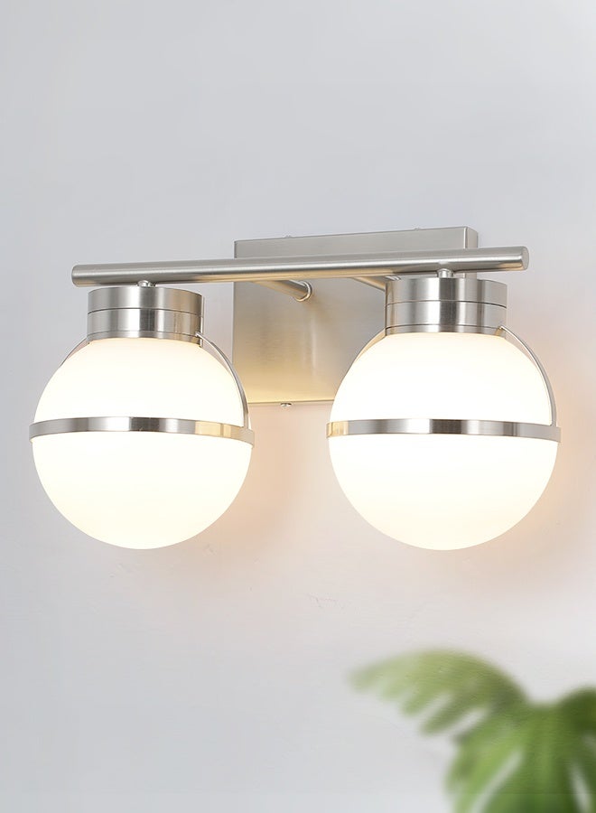 YATAI LIGHTING مصباح حائط مزدوج الكرة، ضوء زينة بلمسة كروم مصقول 2-ضوء متوافق مع LED E27، مصباح حائط قابل للتعتيم 3 ألوان للحمام، غرفة النوم، غرفة الملابس - Image 1