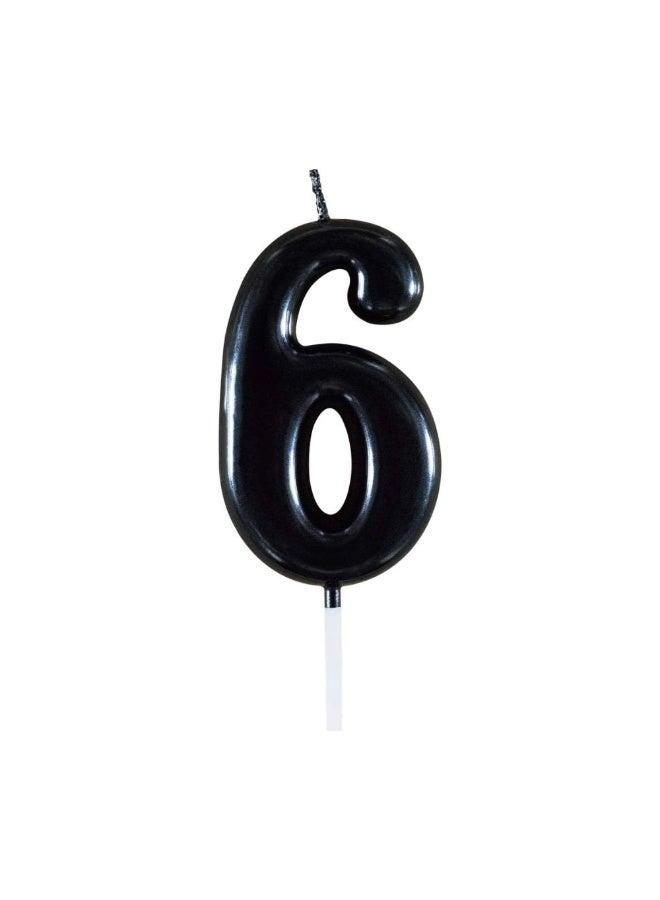 Party Time Candles Black Number Six (6) Shaped Candle 4X7.5cm For Birthday Cake