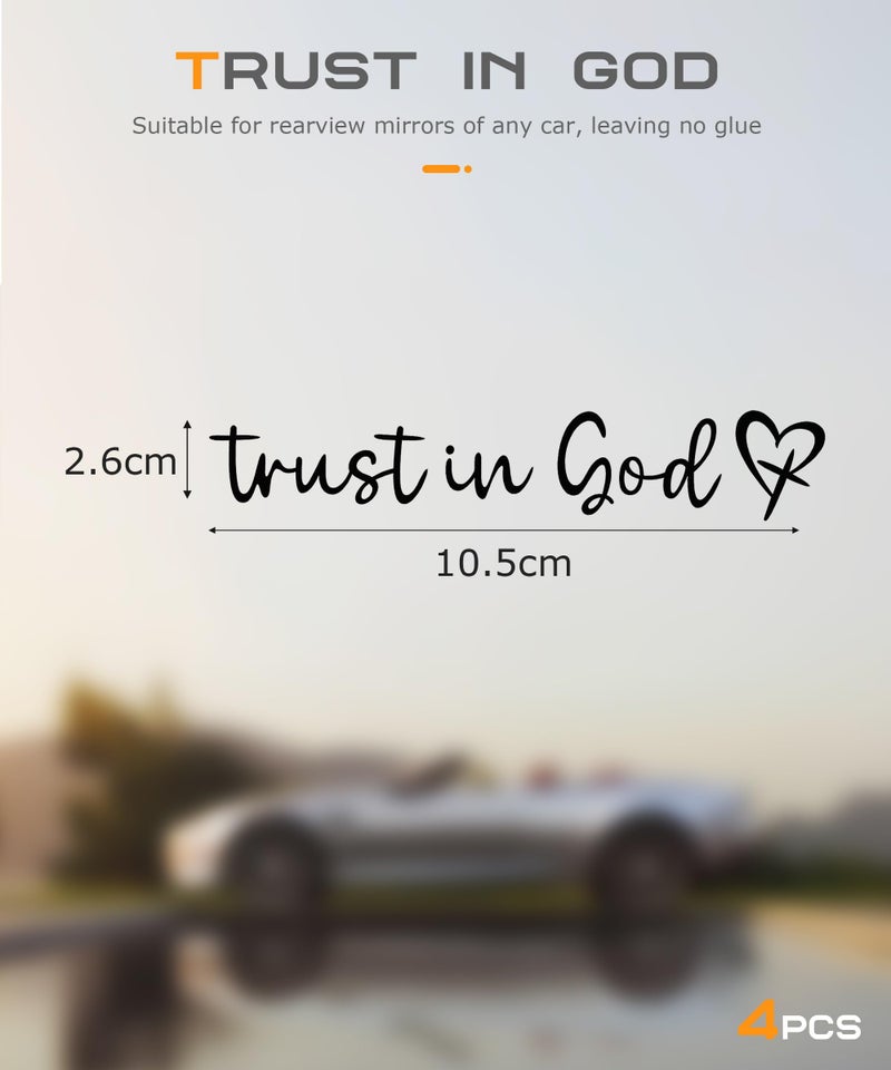 SCUARI 4PCS Car Stickers,Car Decals,Car Accessories Stickers and Decals,Trust in God Rearview Mirror Decal,Trust in God Automotive Mirror Decoration,Suitable for Most Car Truck SUV (Black) - Image 2