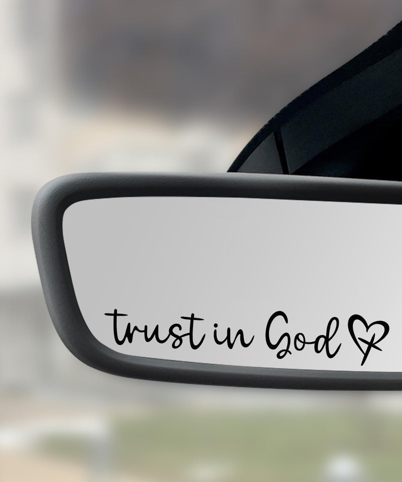 SCUARI 4PCS Car Stickers,Car Decals,Car Accessories Stickers and Decals,Trust in God Rearview Mirror Decal,Trust in God Automotive Mirror Decoration,Suitable for Most Car Truck SUV (Black) - Image 1