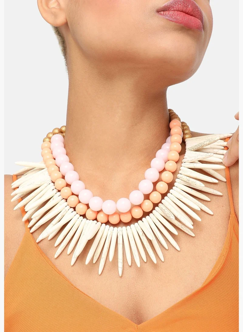 SOHI Gold Plated Party Designer Stone Statement Necklace For Women