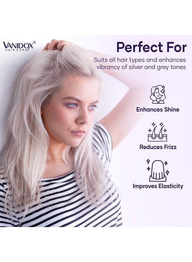 VANIDOX Sulfate Free Purple Shampoo and Conditioner Set for Grey and Silver Hair, Brass Toning Purple Shampoo Infused with Purple Pigment, Purple Shampoo for Gray Hair for Women (16 fl oz each) - Image 5