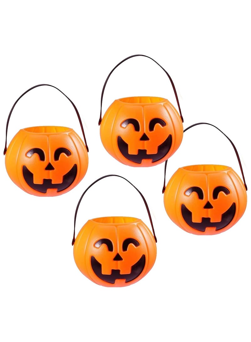 JOLLITY LLC Halloween Pumpkin Bucket for Trick or Treat Candy Collection with Holder Party Decorations 17 CMS (Bucket 4 pcs) - Image 1