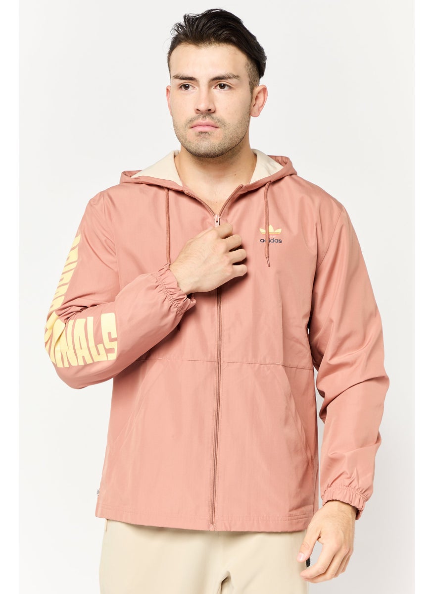 adidas Originals Men Sportswear Fit Brand Logo Outdoor Jacket, Light Brown  - Image 1