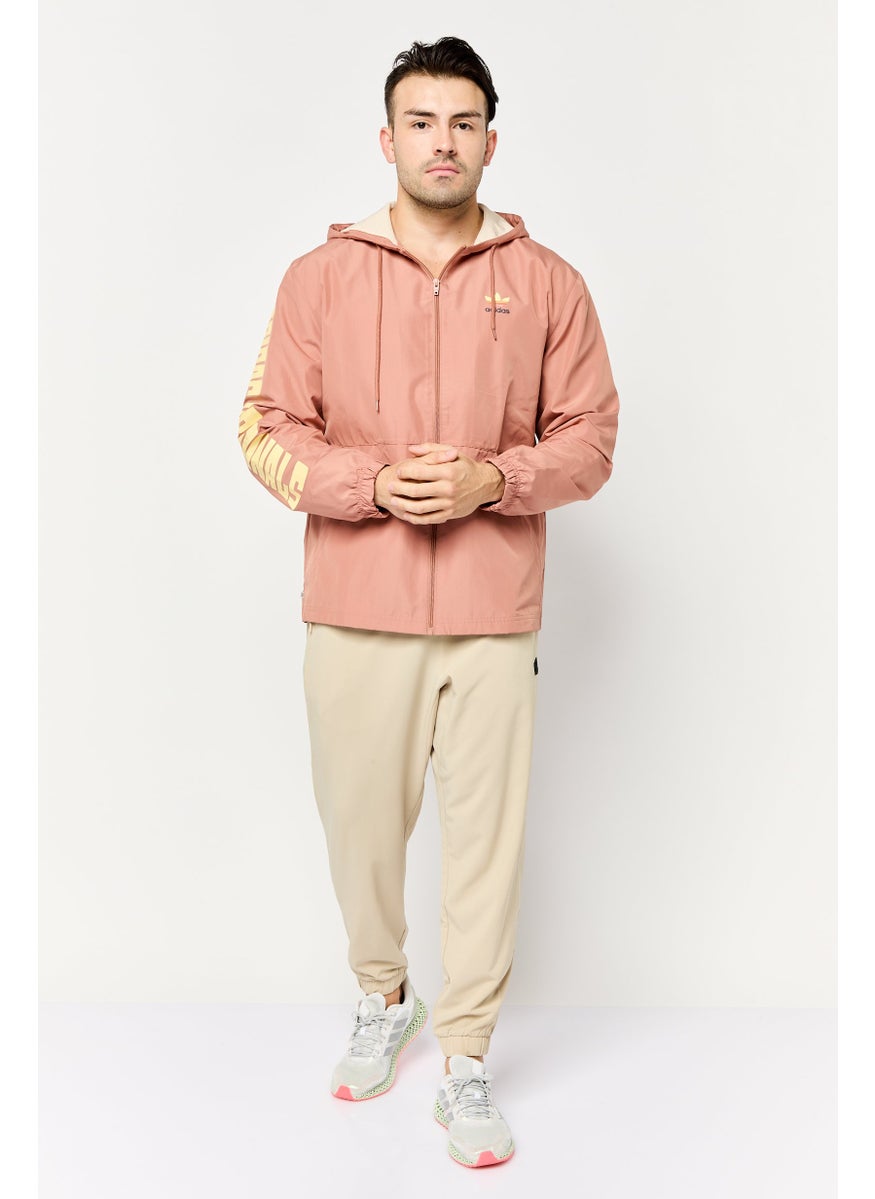 adidas Originals Men Sportswear Fit Brand Logo Outdoor Jacket, Light Brown  - Image 2