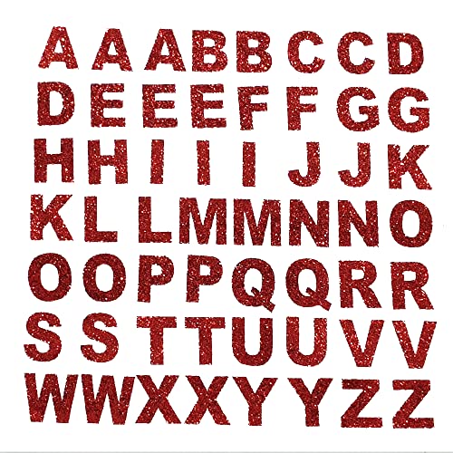 Comet Busters Self-Adhesive Glitter Alphabet Stickers for Art & Craft, Decorations, Project Work, School Work (STK01-4) (Red2) - Image 1