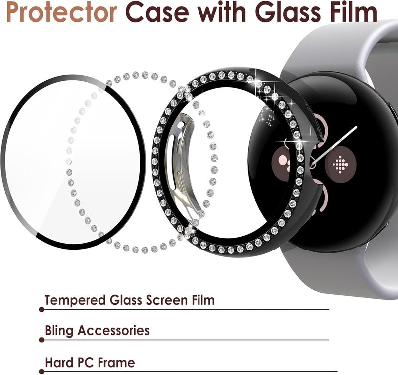 Simpeak 5Pack Bling Case Screen Protector Compatible with Google Pixel Watch 2 2023 Pixel Watch 41mm Smartwatch Full Protection HD Clear High Sensitivity  Rose PinkClearSilverBlackGold - Image 2