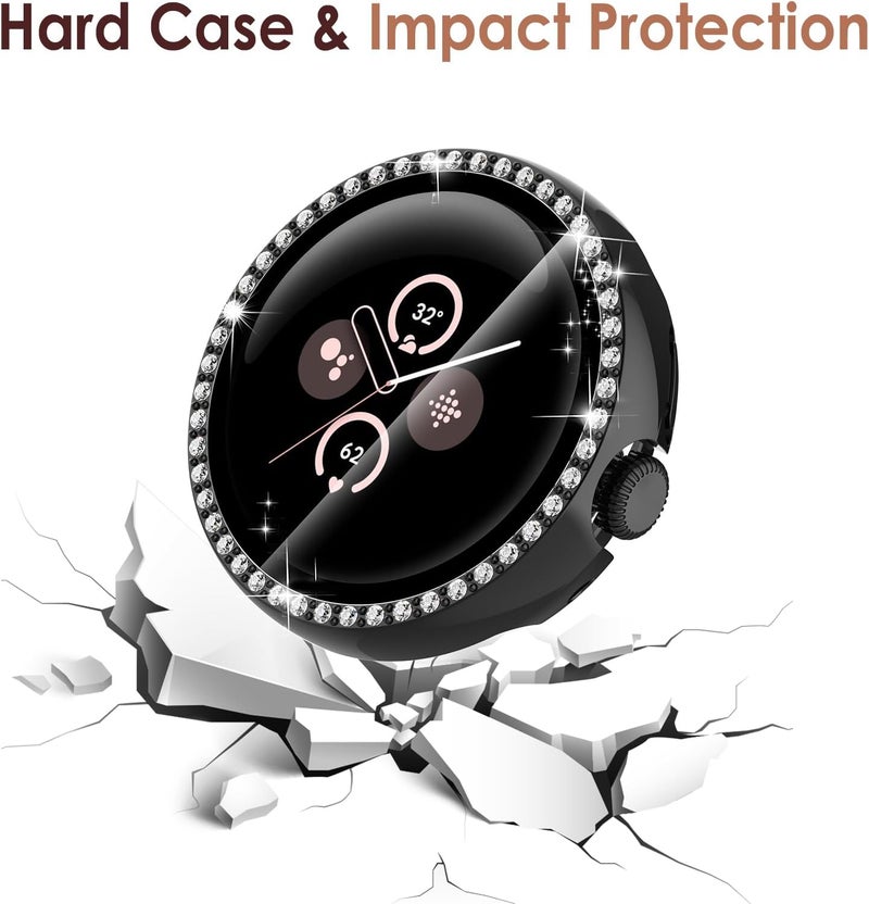 Simpeak 5Pack Bling Case Screen Protector Compatible with Google Pixel Watch 2 2023 Pixel Watch 41mm Smartwatch Full Protection HD Clear High Sensitivity  Rose PinkClearSilverBlackGold - Image 3