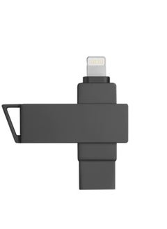 محرك أقراص فلاش USB Lightning 2 في 1 بسعة 64 جيجابايت/128 جيجابايت، تخزين عالي السرعة، سرعة قراءة 60 ميجابايت في الثانية، سرعة كتابة 50 ميجابايت في الثانية، محرك أقراص USB 3.0 OTG عالي السرعة لأجهزة iPhone وiPad وأجهزة الكمبيوتر المحمولة وأجهزة الكمبيوتر المكتبية