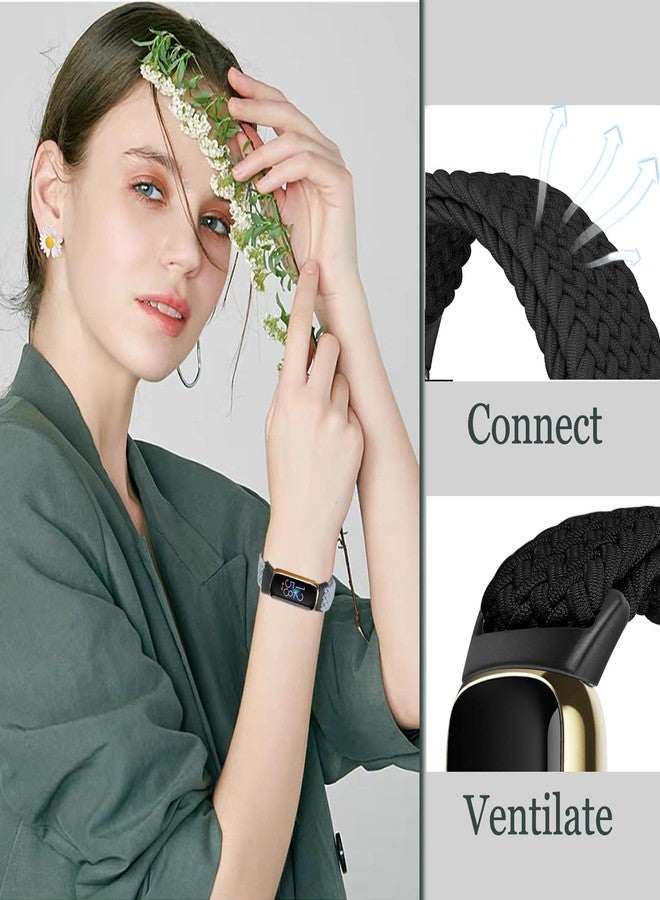 ShuYo Braided Stretchy Solo Loop Compatible for Fitbit Luxe Bands for Women Men, Nylon Elastic Straps Wristbands for Fitbit Luxe, 5 Packs B - Image 3