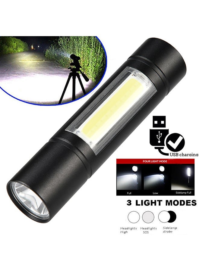 NIBEMINENT Mini Q5 LED USB Rechargeable Flashlight Torch Lamp Light 3Modes Black  - Image 5