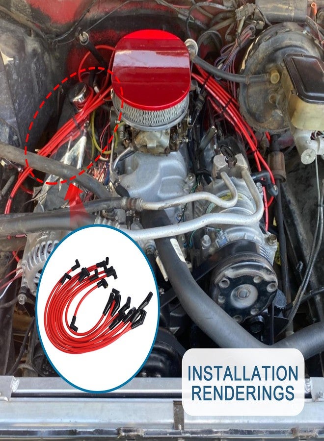 طقم أسلاك شمعات إشعال سباقية حمراء جديدة من JDMSPEED، مقاس 10.5 مم، بديل لمحركات فورد 5.0 لتر و5.8 لتر، وSB SBF 302 - Image 5