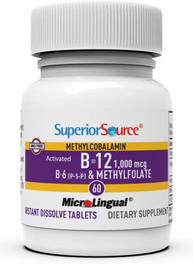 Superior Source No Shot Vitamin B-12 Methylcobalamin 1000 mcg, B-6, & Methylfolate 1000 mcg - Supports Energy, Brain, and Heart Health - Bariatric Friendly - 60 Sublingual Dissolving Tablets  - Image 3