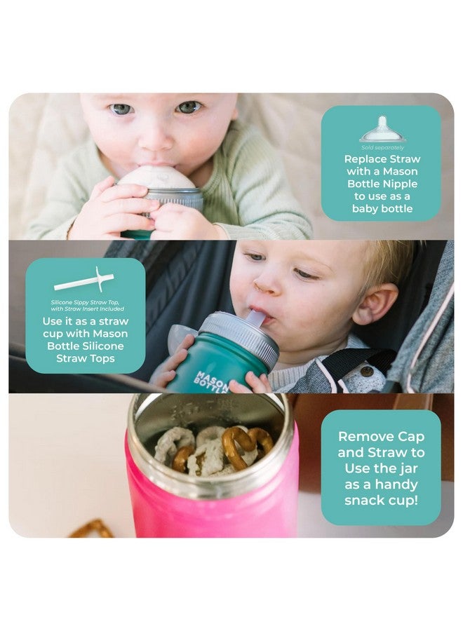 Mason Bottle Kids Mason Jar Cup with Lid and Straw - 16oz Stainless Steel Sippy Cup - BPA-Free, Spill Proof Toddler Tumbler - Regular-Mouth, Single-Wall Snack Cup, Smoothie Cup for Kids (Pink) - Image 4
