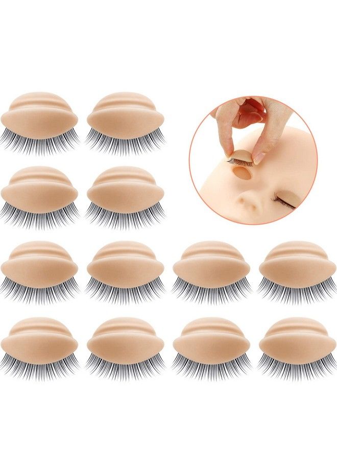Maitys 2 Boxes 6 Pairs Replacement Eyelids For Mannequin Head Removable Realistic Eyelids With Eyelashes Mannequin Head Eyelids For Eyelash Training Practice Makeup Eyelash Extensions (Tan Color) - Image 1