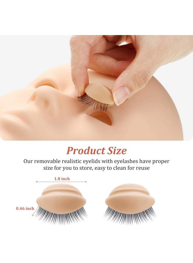 Maitys 2 Boxes 6 Pairs Replacement Eyelids For Mannequin Head Removable Realistic Eyelids With Eyelashes Mannequin Head Eyelids For Eyelash Training Practice Makeup Eyelash Extensions (Tan Color) - Image 3
