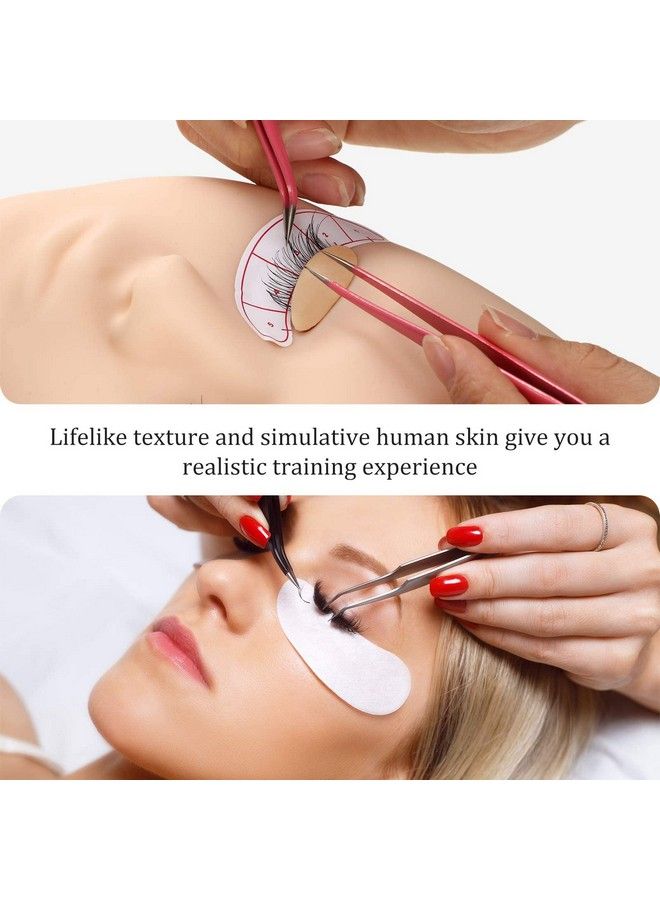 Maitys 2 Boxes 6 Pairs Replacement Eyelids For Mannequin Head Removable Realistic Eyelids With Eyelashes Mannequin Head Eyelids For Eyelash Training Practice Makeup Eyelash Extensions (Tan Color) - Image 4