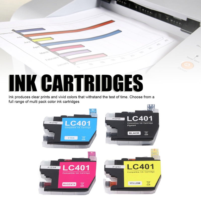 4 Pcs Inkjet Ink Cartridges Heat Resistant Compatible With Mfc J1010dw J1012dw J1170dw Printer - Image 3