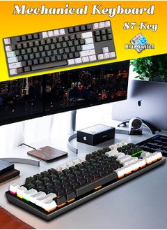 LEAVEN 87-Key Wired Keyboard - Blue Switch - Mechanical Keyboard - Gaming Keyboard - Office Keyboard - RGB Lighting Effect - Computer Keyboard  - Image 1