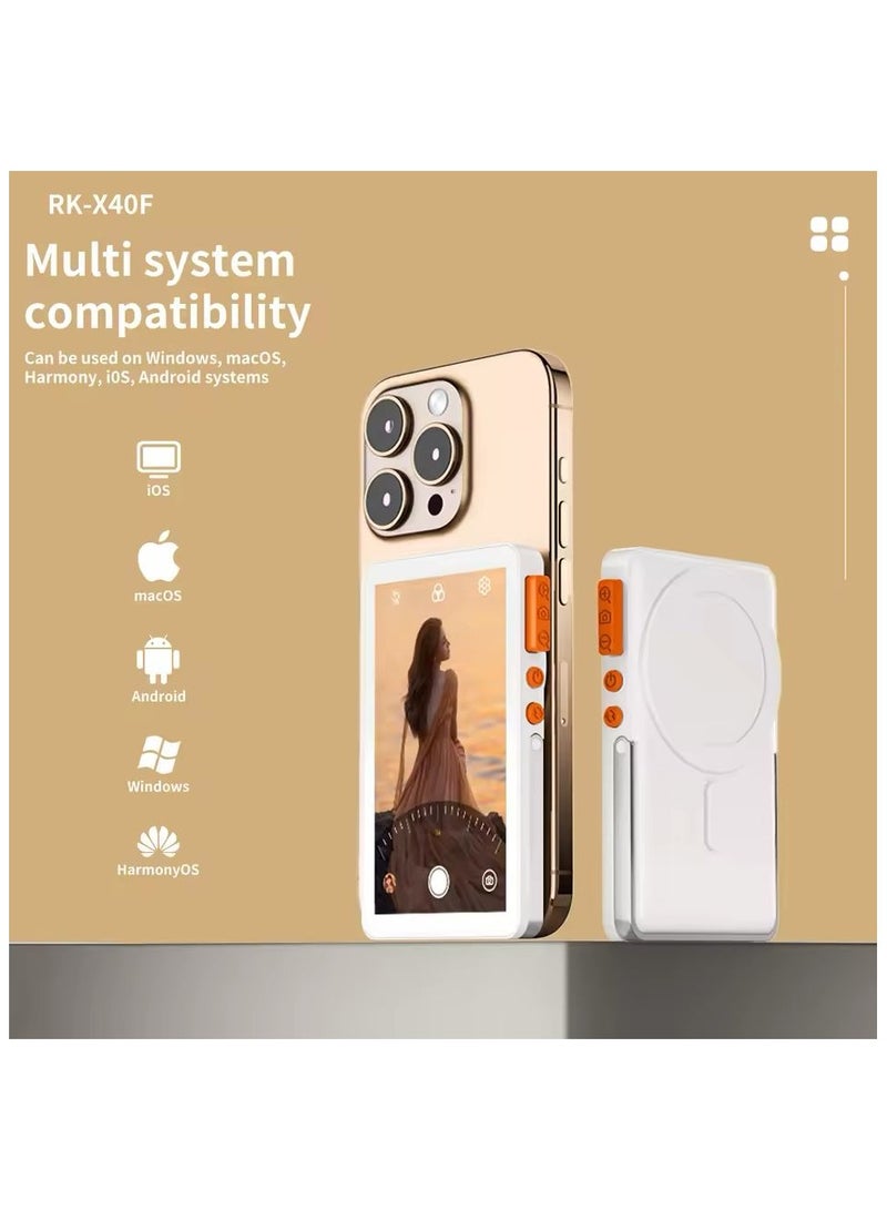 BlueFire Mobile Selfie Live Streaming Device X40F 3rd – 8-in-1 Ultra Edition with Bluetooth Camera, Magnetic Mount, Desktop Stand, 1080p Video, CCD Sensor, Power Bank Function – White - Image 2