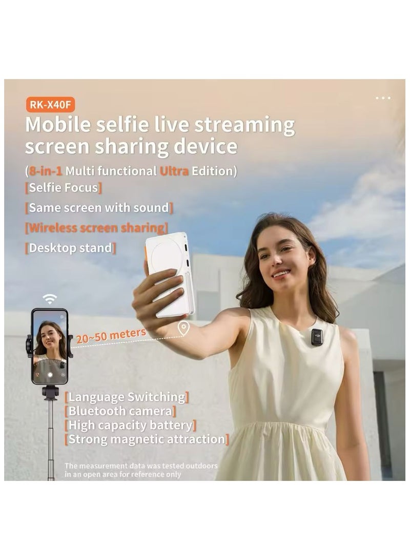 BlueFire Mobile Selfie Live Streaming Device X40F 3rd – 8-in-1 Ultra Edition with Bluetooth Camera, Magnetic Mount, Desktop Stand, 1080p Video, CCD Sensor, Power Bank Function – White - Image 4